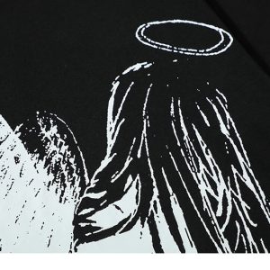 Loose Angel Wings Graphic Tee - Y2K Aesthetic Top for Coquette and Grunge Styles