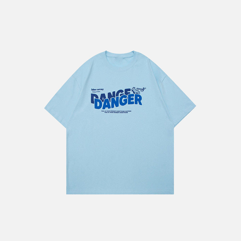 Loose Danger Graphic Tee - Y2K Aesthetic Top for Grunge and Coquette Styles