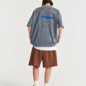 Loose Embroidery Oversized T-Shirt - Y2K Aesthetic Top for Comfy, Stylish Outfits