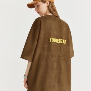 Loose Embroidery Oversized T-Shirt - Y2K Aesthetic Top for Comfy, Stylish Outfits