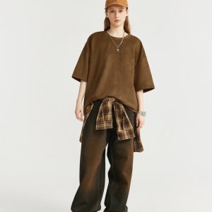 Loose Embroidery Oversized T-Shirt - Y2K Aesthetic Top for Comfy, Stylish Outfits