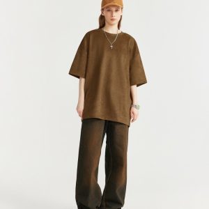 Loose Embroidery Oversized T-Shirt - Y2K Aesthetic Top for Comfy, Stylish Outfits