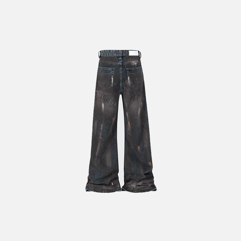 Loose Faded Mud Dye Jeans for Y2K Aesthetic Outfits and Grunge Style Looks