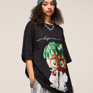 Loose Green Algae Graphic Tee - Y2K Aesthetic Top for Trendy Outfits