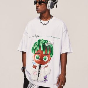 Loose Green Algae Graphic Tee - Y2K Aesthetic Top for Trendy Outfits