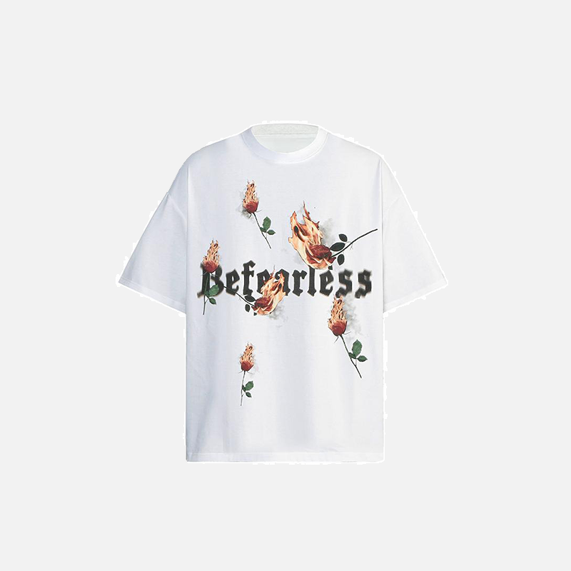 Loose Rose Burning T-Shirt - Y2K Aesthetic Grunge Style for Trendy Outfits