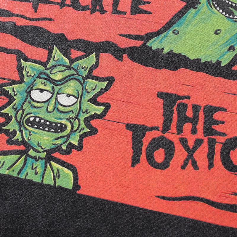 Loose Washed Toxic Rick Print T-Shirt - Y2K Grunge Aesthetic Tee for Trendy Outfits