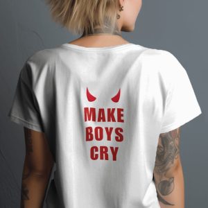 Make Boys Cry Tee - Y2K Aesthetic Graphic Top for Coquette and Grunge Styles