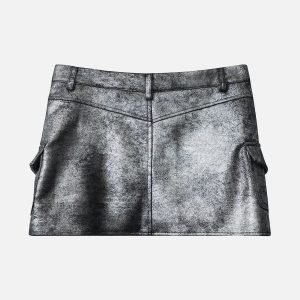 Metallic Cargo Skirt: Y2K Fashion Essential for Grunge and Coquette Aesthetic Outfits