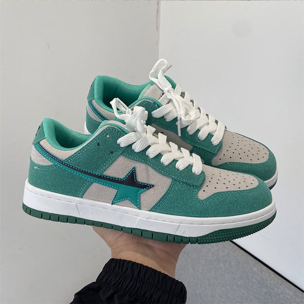 Mint Green Y2K Star Sneakers for a Cute Coquette Aesthetic and Trendy Grunge Style