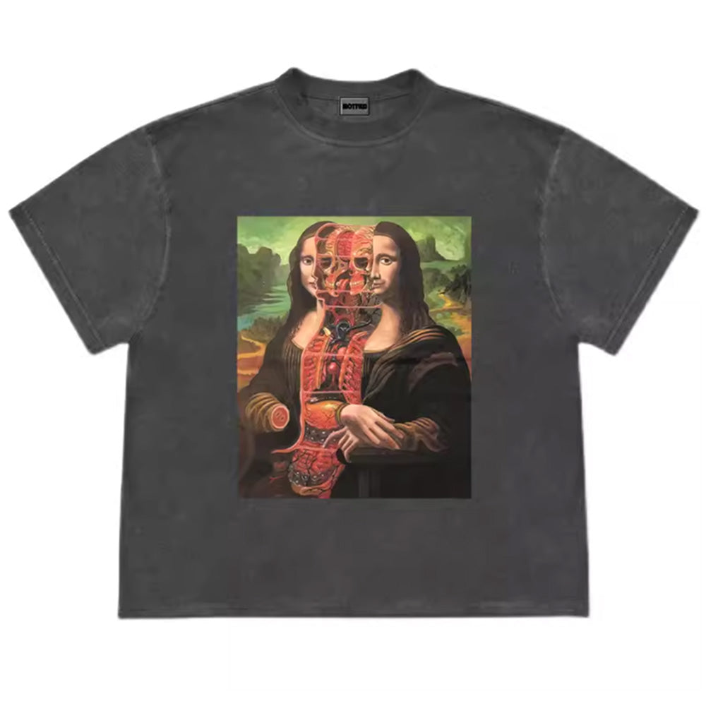 Mona Lisa Y2K Graphic Tee - Vintage Aesthetic Top for Trendy Outfits and Casual Style