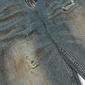 Mud Dyeing Print Y2K Jeans - Trendy Grunge Aesthetic Denim for Unique Style