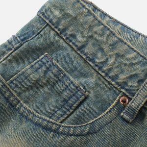 Mud Dyeing Y2K Loose Jeans - Trendy Grunge Aesthetic Denim for Effortless Style