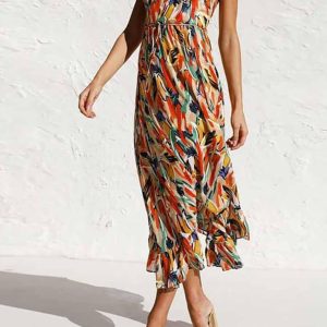 Multi-Color Print Cami Midi Dress for Y2K Aesthetic and Coquette Style Outfits