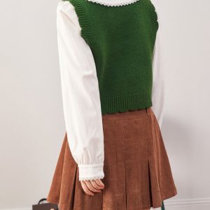 Mushroom Aesthetic Knit Vest - Y2K Style Cozy Layering Piece for Cute Outfits