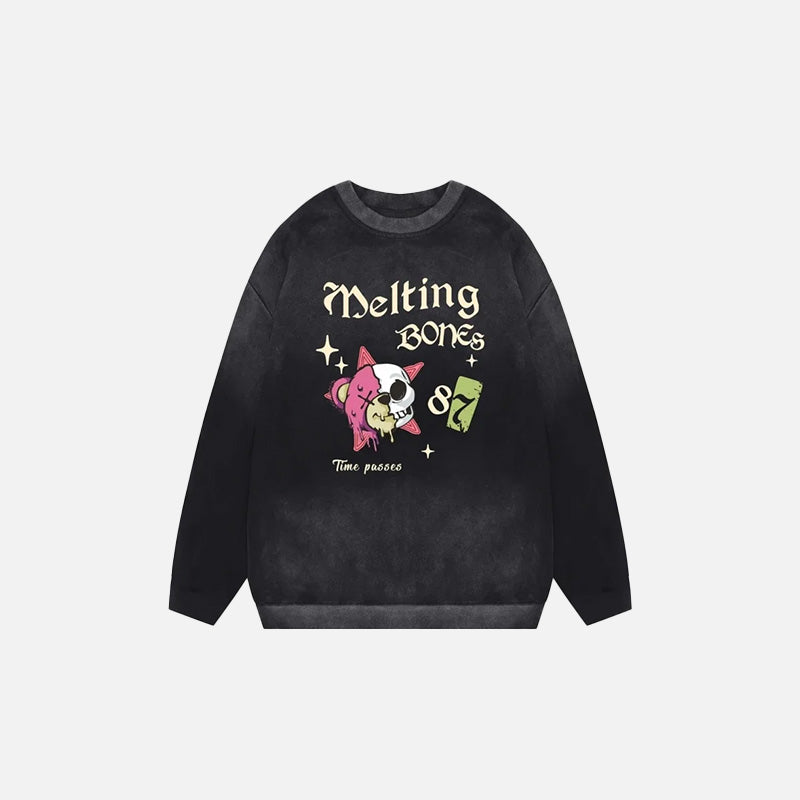 Mystic Melting Bones Y2K Sweatshirt - Grunge Aesthetic Cozy Top for Unique Style