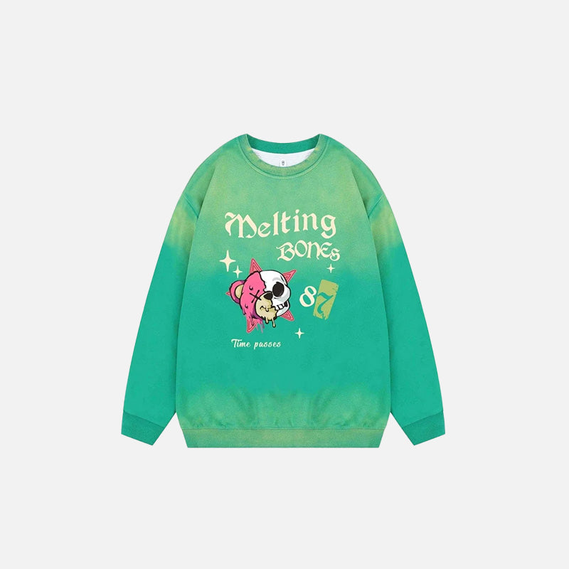 Mystic Melting Bones Y2K Sweatshirt - Grunge Aesthetic Cozy Top for Unique Style