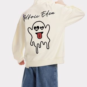 Naughty Ghost Print Y2K Hoodie - Cute Grunge Aesthetic Pullover for Spooky Vibes