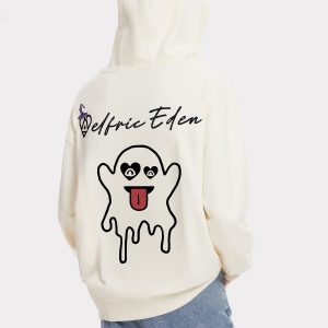 Naughty Ghost Print Y2K Hoodie - Cute Grunge Aesthetic Pullover for Spooky Vibes