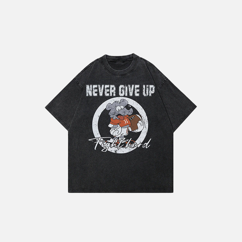 Never Give Up Y2K Graphic T-Shirt - Cute Aesthetic Top for Grunge and Coquette Styles