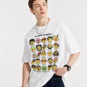 No Pain No Gain Emojis Y2K Grunge Style T-Shirt - Cute Aesthetic Graphic Tee