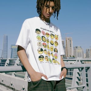 No Pain No Gain Emojis Y2K Grunge Style T-Shirt - Cute Aesthetic Graphic Tee