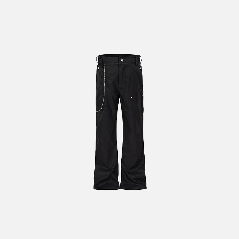 Noir Y2K Chain Flare Jeans - Grunge Aesthetic High-Waisted Denim for Trendy Outfits