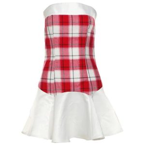 Off-Shoulder Plaid Ruffle Hem Mini Dress - Y2K Aesthetic Cute Dress for Stylish Outfits