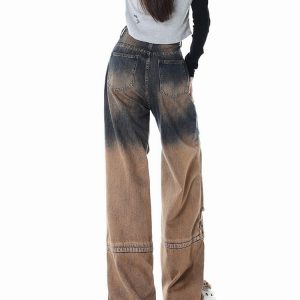 One Way Ticket Y2K Brown Aesthetic Jeans for Trendy Grunge and Coquette Styles