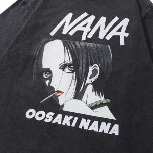 Oosaki Nana Y2K Grunge Style Rock T-Shirt - Vintage Aesthetic Graphic Tee for Trendy Looks