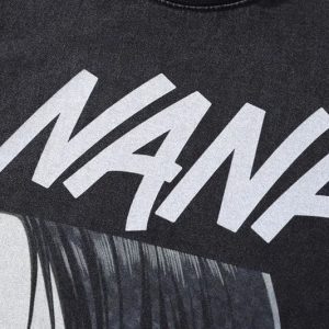 Oosaki Nana Y2K Grunge Style Rock T-Shirt - Vintage Aesthetic Graphic Tee for Trendy Looks