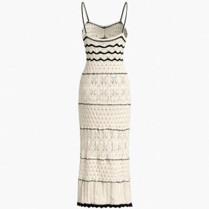 Paros Crochet Eyelet See-Through Midi Dress - Y2K Aesthetic for Effortless Style