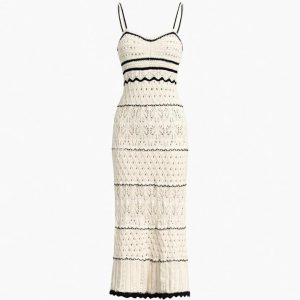 Paros Crochet Eyelet See-Through Midi Dress - Y2K Aesthetic for Effortless Style