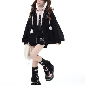 Pastel Goth Lace-Up Belted Leg Warmers for Y2K Aesthetic Outfits and Grunge Style