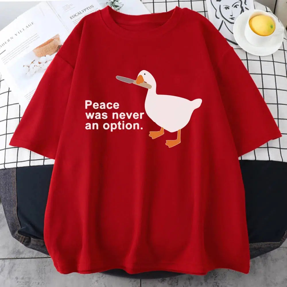 Peace Was Never An Option Y2K Grunge Tee - Vintage Aesthetic Graphic Top