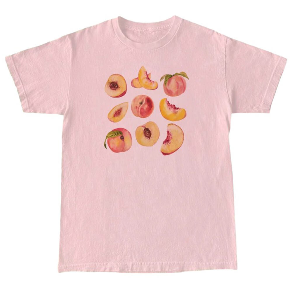 Peach Graphic T-Shirt | Y2K Aesthetic Cute Top for Coquette and Grunge Styles