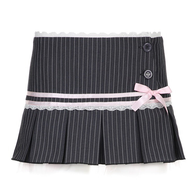 Pinstripe Coquette Micro-Mini Skirt for Y2K Aesthetic and Grunge Style Outfits