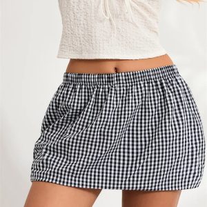 Plaid Bubble Mini Skirt - Y2K Aesthetic Cute Skirt for Coquette and Grunge Outfits