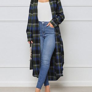 Plaid Oversized Shirt Jacket - Y2K Aesthetic Layering Piece for Trendy Outfits