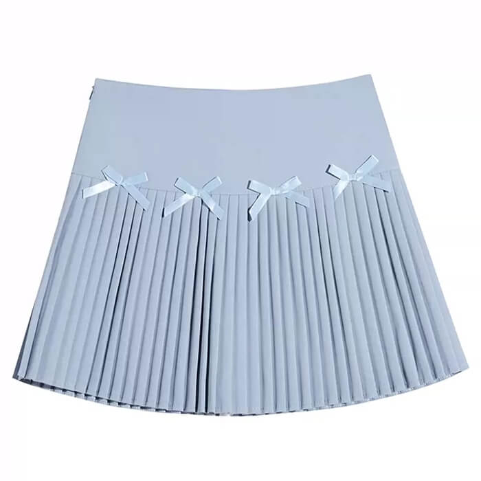 Playful Bows Pleated Mini Skirt - Y2K Aesthetic Cute Skirt for Coquette and Grunge Styles