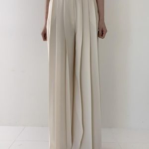 Pleated High Waist Wide Leg Pants - Y2K Aesthetic Fashion for Effortless Style