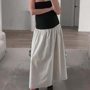 Pleated Sleeveless Maxi Dress - Y2K Aesthetic Long Dress for Effortless Style