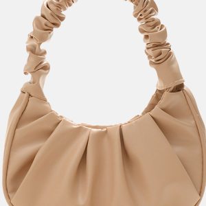 Pleated Solid Color Shoulder Bag - Chic Y2K Aesthetic Accessory for Stylish Outfits