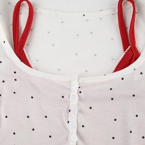 Polka Dot Contrast Y2K Aesthetic Two Piece Tee for Trendy Outfits