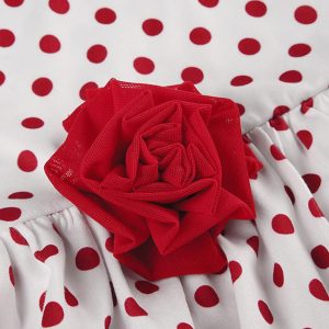 Polka Dot Patchwork Rosette Dress - Y2K Aesthetic Cute Dress for Coquette Style Outfits