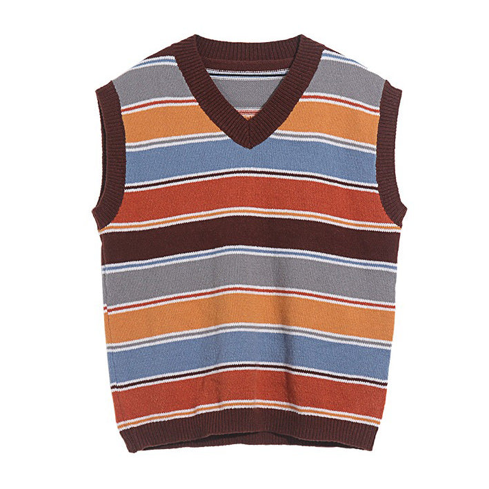 Preppy Striped Knit Vest for Y2K Aesthetic Outfits and Coquette Style Looks