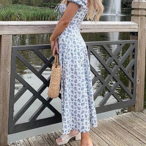 Puff Sleeve Floral Maxi Dress - Y2K Aesthetic Boho Style for Effortless Chic Looks