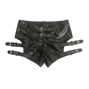 Punk Leather Hollow Shorts for Edgy Grunge Aesthetic and Y2K Fashion Lovers