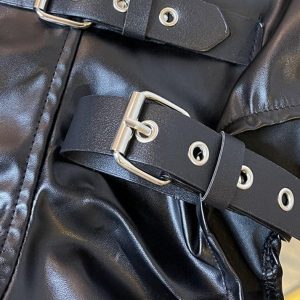 Punk Leather Hollow Shorts for Edgy Grunge Aesthetic and Y2K Fashion Lovers