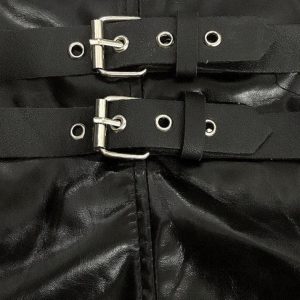 Punk Leather Hollow Shorts for Edgy Grunge Aesthetic and Y2K Fashion Lovers